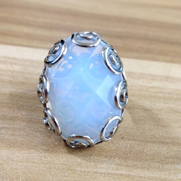 Opalite stainless steel ring size 7 - Picture 1 of 7